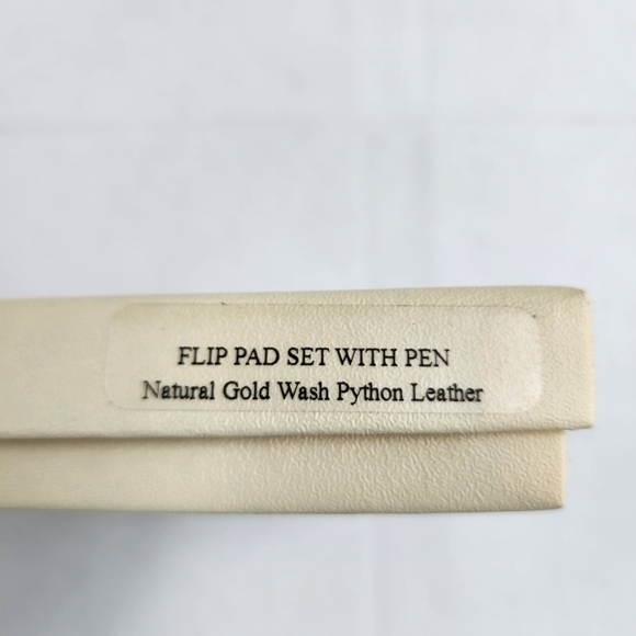 Graphic Image Refillable Gold Italian Leather Python Flip Pad Pen Set - Picture 10 of 12